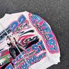 European and American style racing girl printed zipper hooded sweater, loose retro washed couple coat