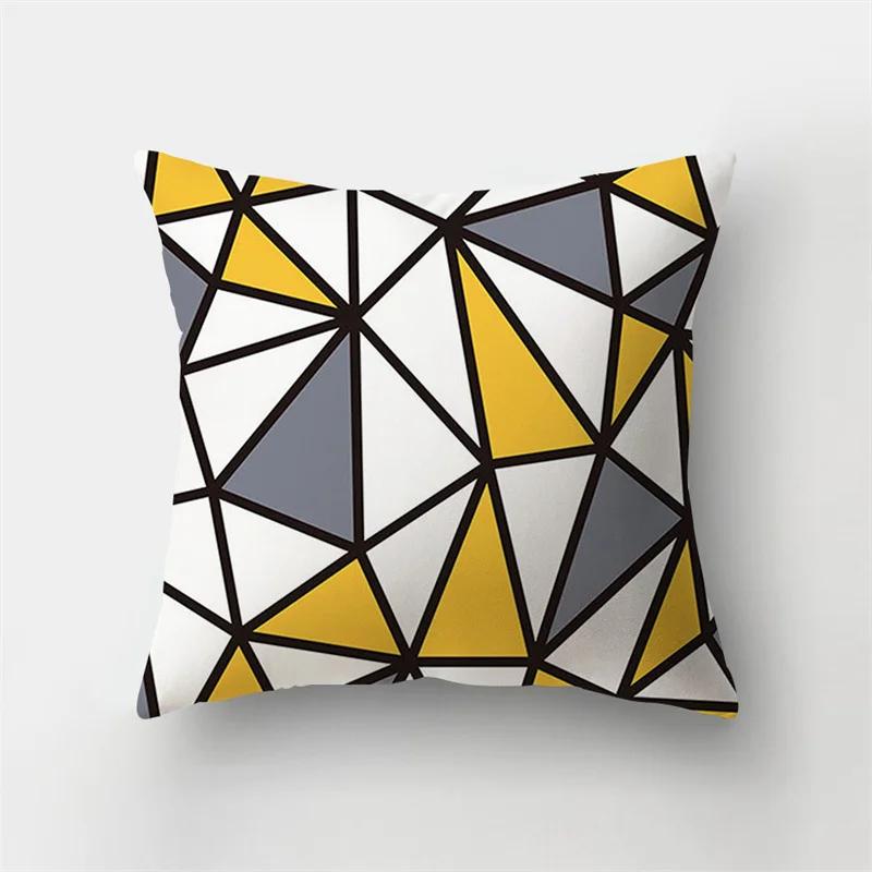 Simple Yellow Black Geometric Cushion Cover For Sofa Wave Line Square Pillow Case Letter Pillowslip Household Home Decor
