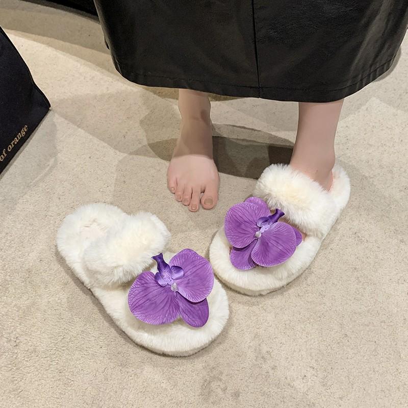 

Мода 2024 Новые домашние женские тапочки для женщин осень-зима хлопчатобумажные теплые плюшевые нескользящие пушистые туфли с вышивкой большого размера 42 фиолетовый