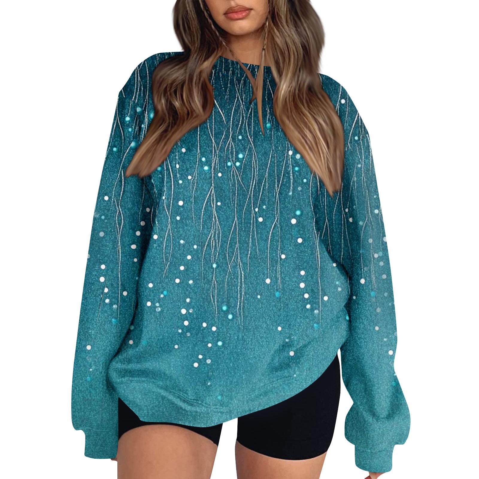 

Женские топы Женский свитшот с длинным рукавом Повседневный с круглым вырезом Свободного кроя Пуловер Флисовые топы XL