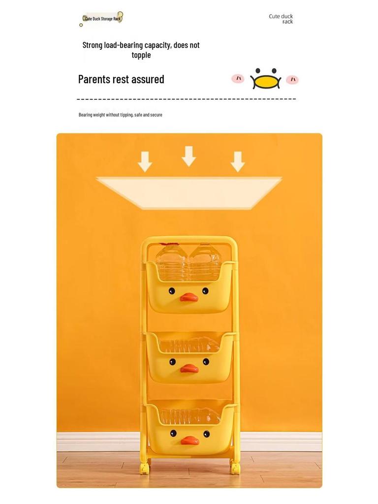 Children's Cartoon Trolley Storage Rack: Multi-Layer Movable Organizer for Books and Snacks