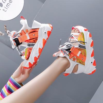 Leisure Lady Platform Chunky Sandals Mixed Color Shoes Lace Buckle Punk Sandals Women Open Toe Beach Casual Shoes Woman