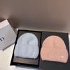 Winter Sequin Rabbit Knit Hat Fashion Simple M Letter Warm Beanie Women
