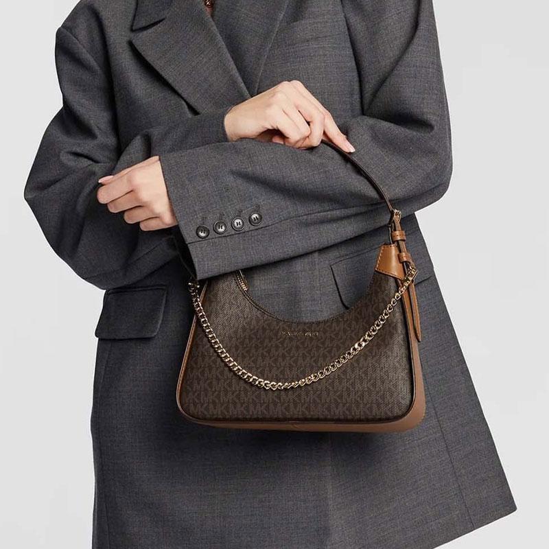 New MICHAEL KORS Cotton Leather Handbag, Shoulder Bag Women's Brown 32R3G3WN6B-252