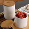 European Kitchen Ceramic Sealed Pot Coffee Milk Powder Food Storage Jar White Storage Bottle with Wooden Lid Home Decoration New