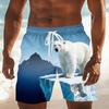 Men's Classic Retro Wild Animal Print Casual Shorts - Eagle Cougar Polar Bear Tiger Rhino Print Beach Shorts For Summer Vacation