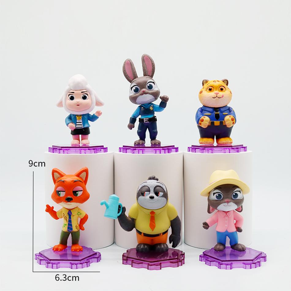 

Набор из 6 фигурок Zootopia, украшения, креативный декор для рабочего стола, мини-аксессуары для автомобиля, лечебные маленькие статуэтки для дома