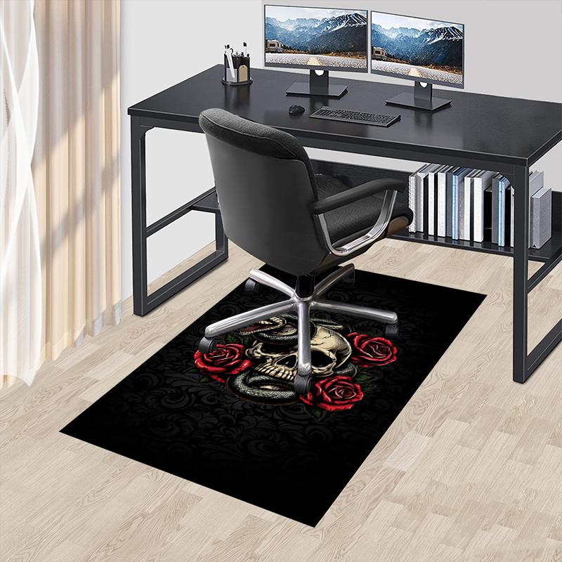 Stuhlmatte: Gotischer Schlangen- und Totenkopf-Büroteppich, Große Größe, Heimdekoration, Sofateppich, Geschenk für Büro oder Schlafzimmer