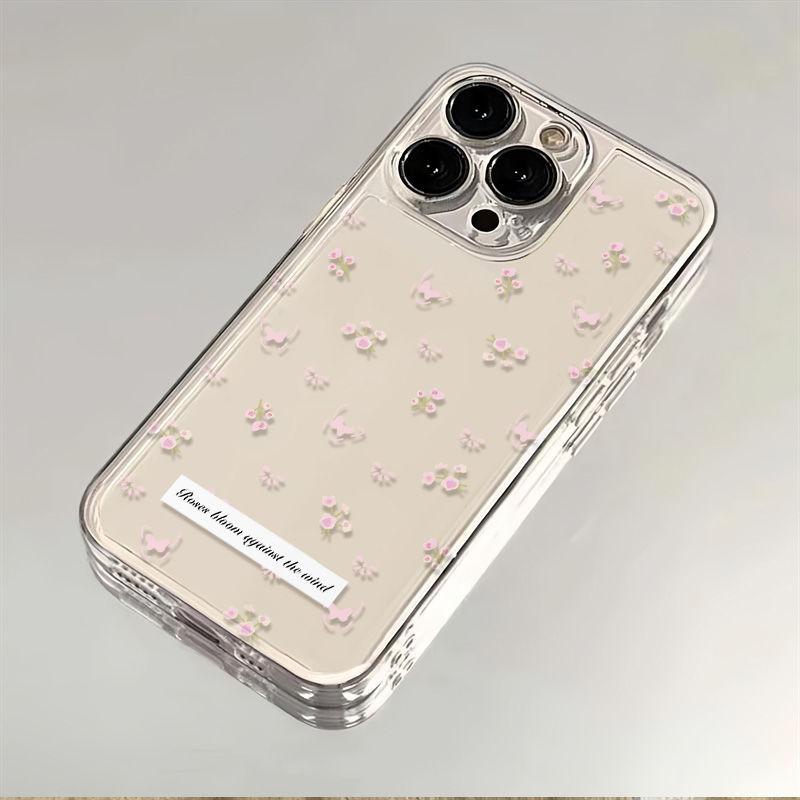 Small Fresh Light Blue Floral Fragments Protective Cover for IPhone 16 15 14 13 12 11 Pro Max Plus Protection Back Cover Bumper