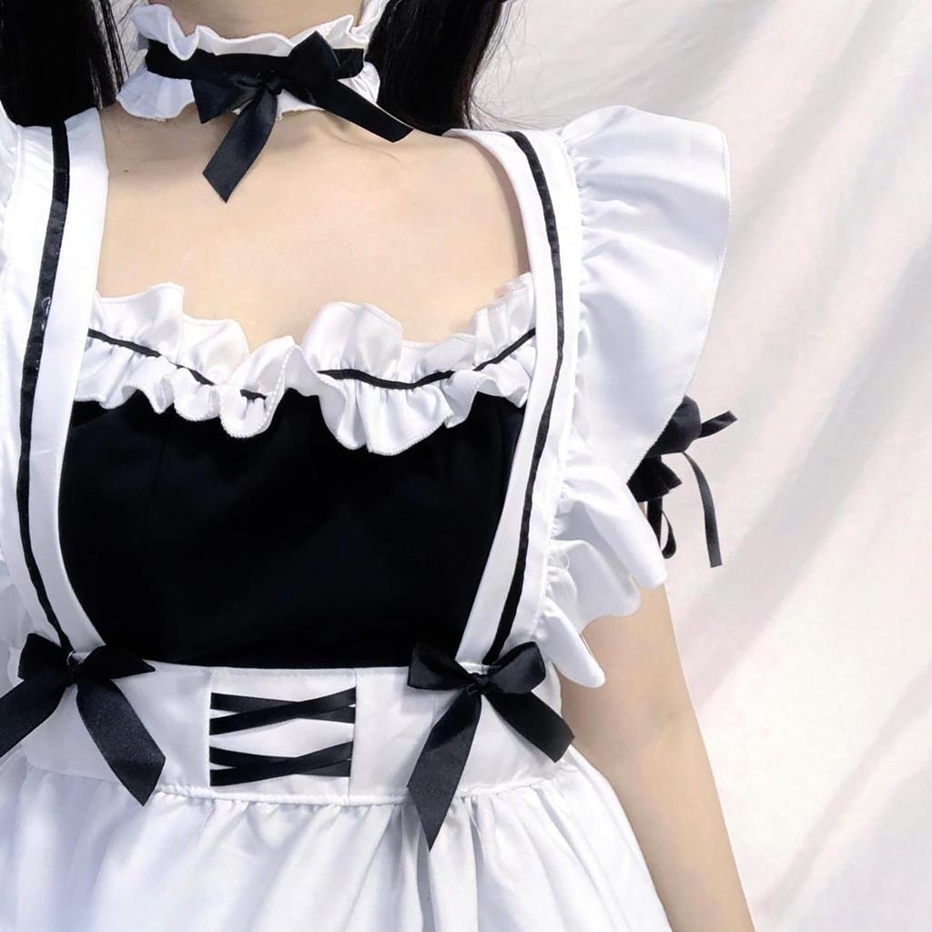 Asminlee Maid Sexy Maid Popular Maid Gakuen Beginner Plus Size Costume Unisex Costume, Cosplay, Cute, Outfit, Long, Black, Alice, Set, Cute, Costume,
