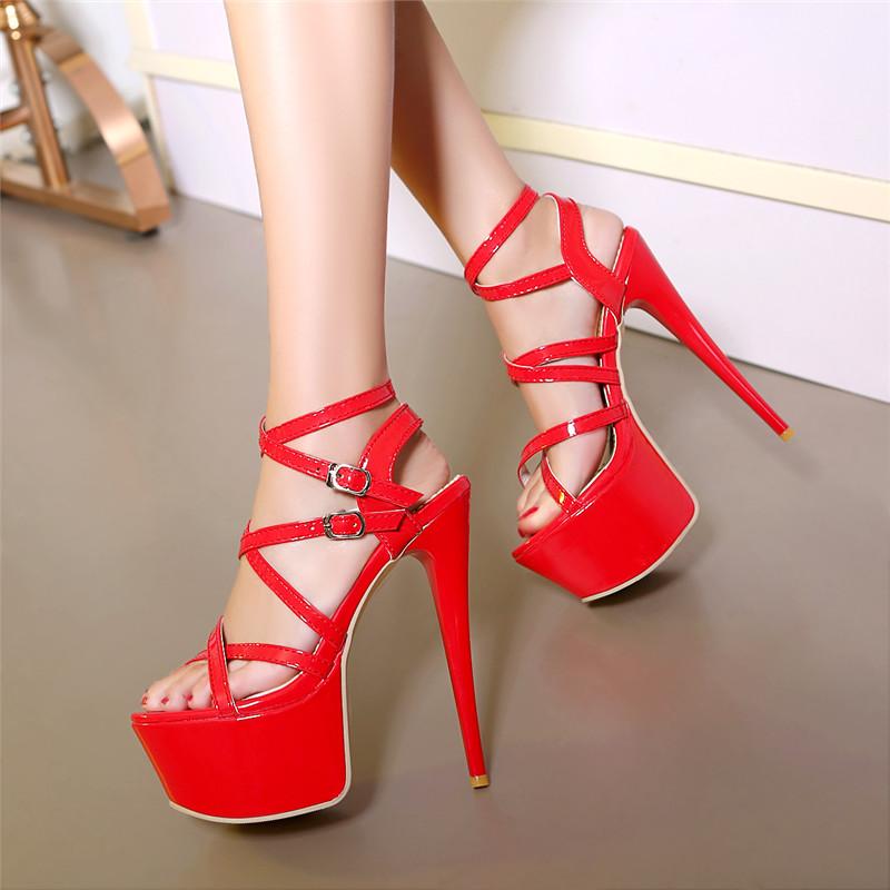 Strap Women's Sandals High Heels Shoes Sexy Platform Flip Flops Ladies Fashion Summer Stripper Fetish Party Shoes Large Size 48