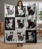 1pc Cute Kitten Flannel Blanket for Lunch Break Office Camping Home Decoration Blanket