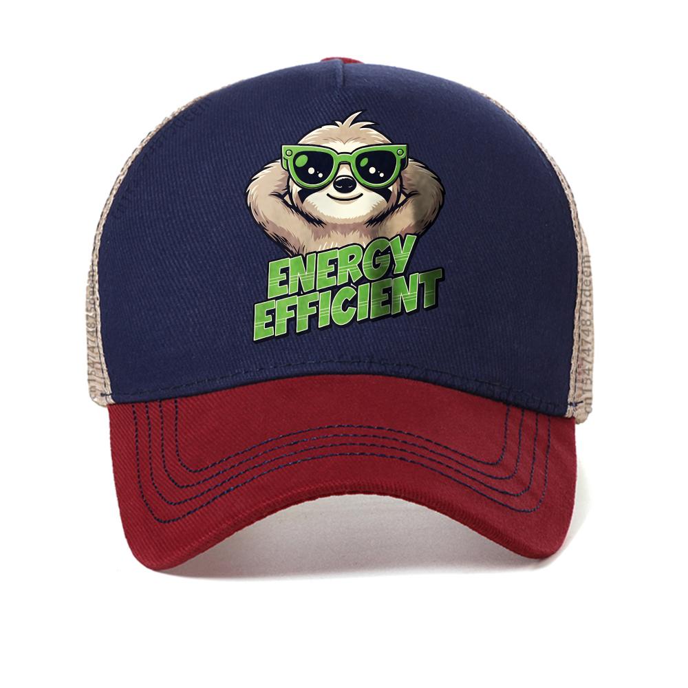 

Men Efficient Sloth Printed cap Ironic Graphic baseball cap Women Summer mesh cool snapback hat Breathable adjustable truck hats Adjustable красный