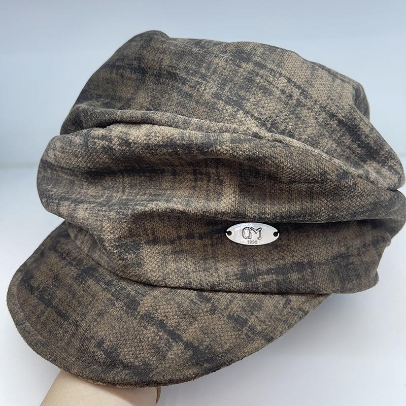 

Японский литературный берет-облако плиссе смешанных цветов для женщин, модный и универсальный берет газетчика маленького художника для осени и зимы One Size