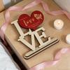 Valentine's Day Love Table Sign with Base Farmhouse Rustic Wooden Love Letter Ornament Anniversary Wedding Party Tabletop Decoration