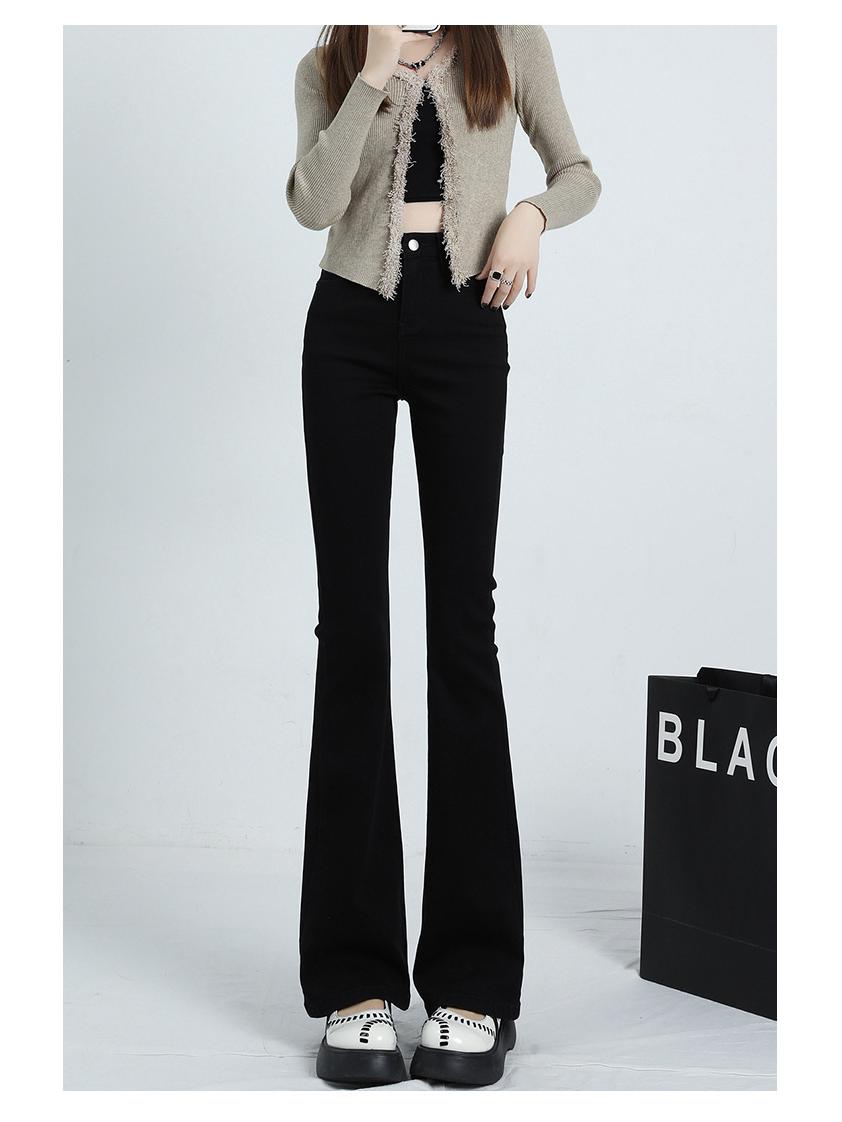 

Women s Light Blue High-Waisted Micro-Flare Jeans - Slimming, Elastic, Horse-Ear Flare, Long Pants for Spring and Autumn XXL