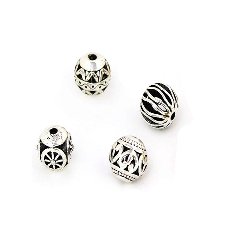 10 Piezas 10mm Plata Antigua Tibetana Metal Espaciador Perlas Bola Redonda Hueca Sueltas Para Fabricación de Joyería Pulsera DIY Collar