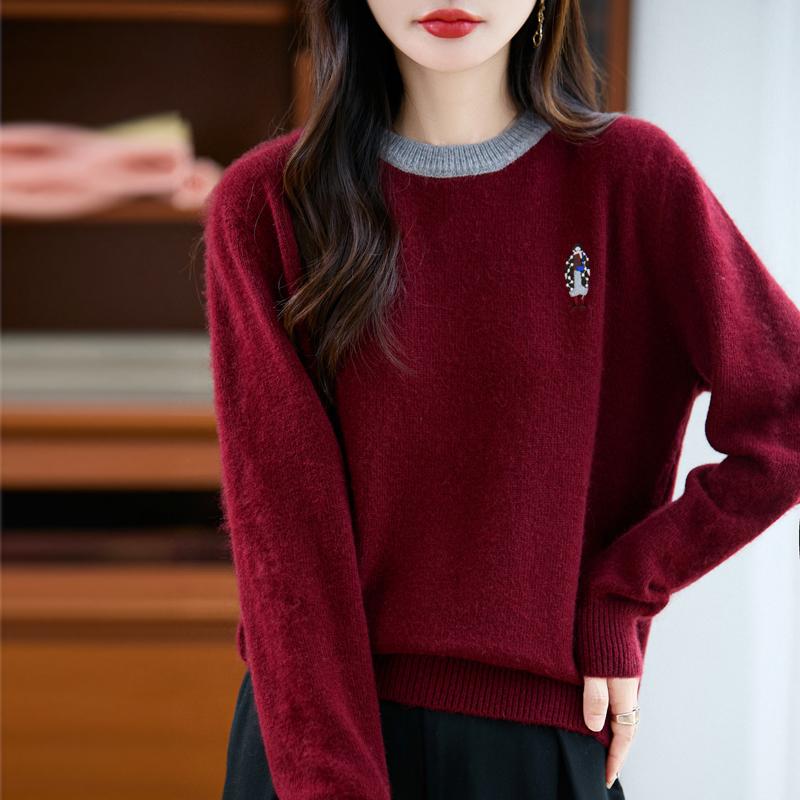 Women's Cashmere Sweater Qinghe Cashmere 30% Cashmere 70% Wool Autumn and Winter Pullover Warm and Fashionable