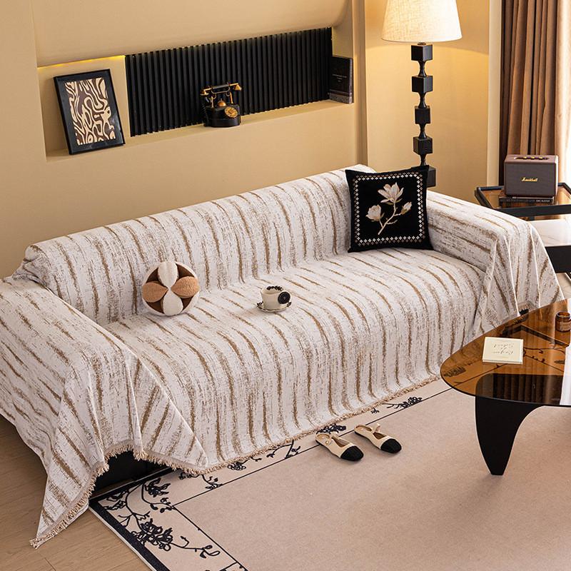 1pcs Simple Stripe Chenille Sofa Cover Waterproof Cat Resistant All Season Couch Protector Slipcover