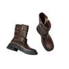 Coarse heel short boots female versatile fairy 2025 new double buckle British style western cowboy platform Martin boots