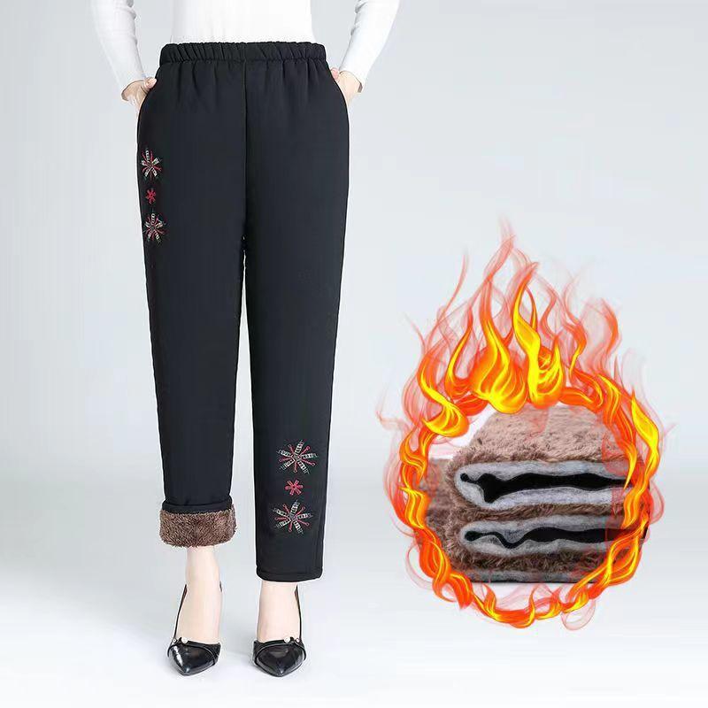 Women's Autumn Winter Plus Size 5XL Keep Warm and Thicken Padded Thickened Pants Warm Comfortable Loose Trousers