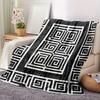 Nordic Black and White Striped Throw Blanket - Minimalist Geometric Motif Soft Lightweight Accent for Sofa Bed Travel Office