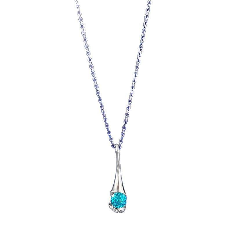 S925 Silver Teardrop Paraiba Necklace Versatile Fashion