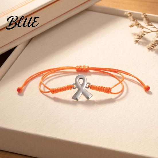 Charity Awareness Ribbon Jewelry 2PCS Hand-woven Braided Bracelets with Metal Pendant Adjustable Cord Hand Woven Wristband Wristbands Daily