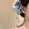 Elegant Design Flower Hairpin Pink Floral Headdress Tassel Hanfu Hair Accessories  Party Wear