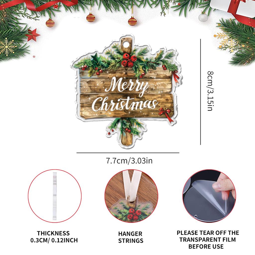 Navidad 2026 New Year Gifts - Christmas Theme Acrylic Hanging Ornaments Art Pendant for Car Home Party Wall Decoration 1PCS