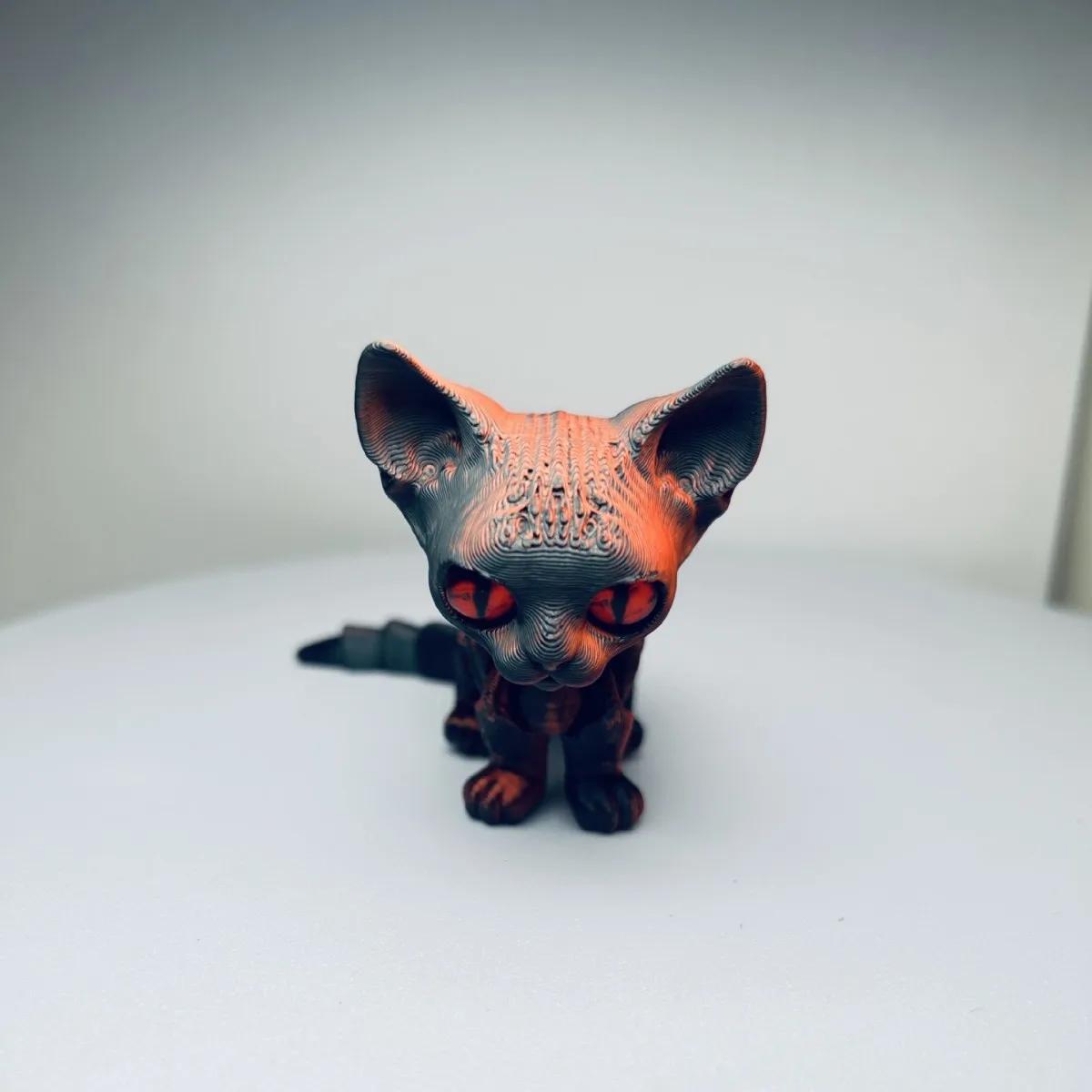 

3D Printed Siamese Cat Movable Joint Stress Relief Toy 12cm Cat Animals Model Desktop Ornament Miniatures for Adults Kids Gift