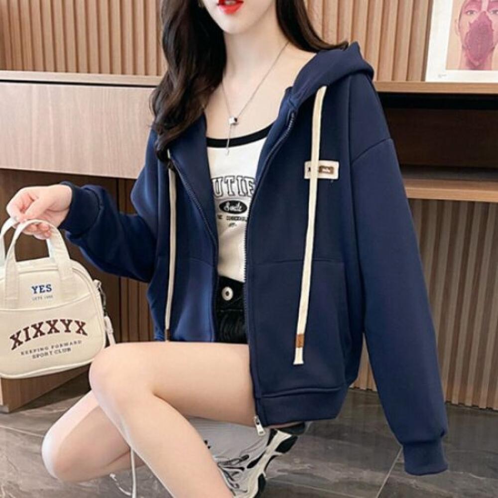 Navava Casual Basic Solid Long Sleeve Hoodie Zip Up Nc138