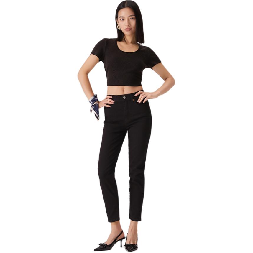 Levis Soft Casual Slim Fit Einfarbig Kurzarm T-Shirt Damen Oberteile Schwarz 003SU-0000