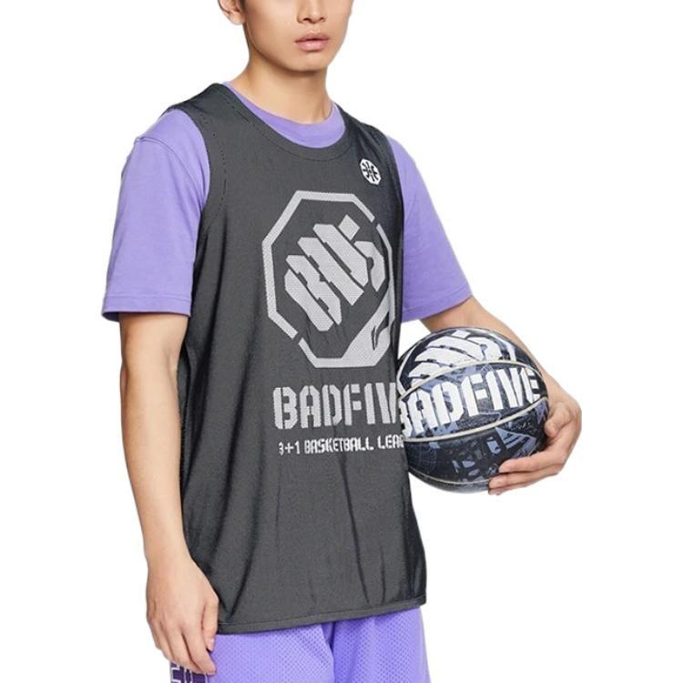Li Ning Badfive Basketball Jersey Men's Black Basic White AAYR371-6