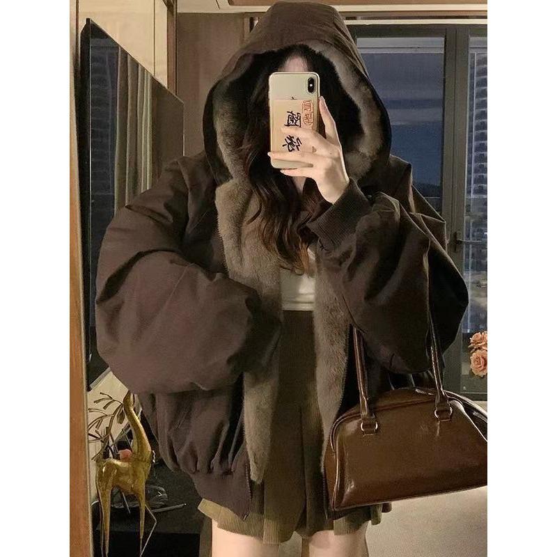 Men's Double-Sided Mountain Carving Hooded Cotton Jacket - American Style, Warm & Versatile Winter Wear