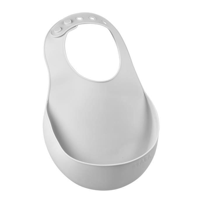 Béaba Repas Bavoir Silicone Gris Clair