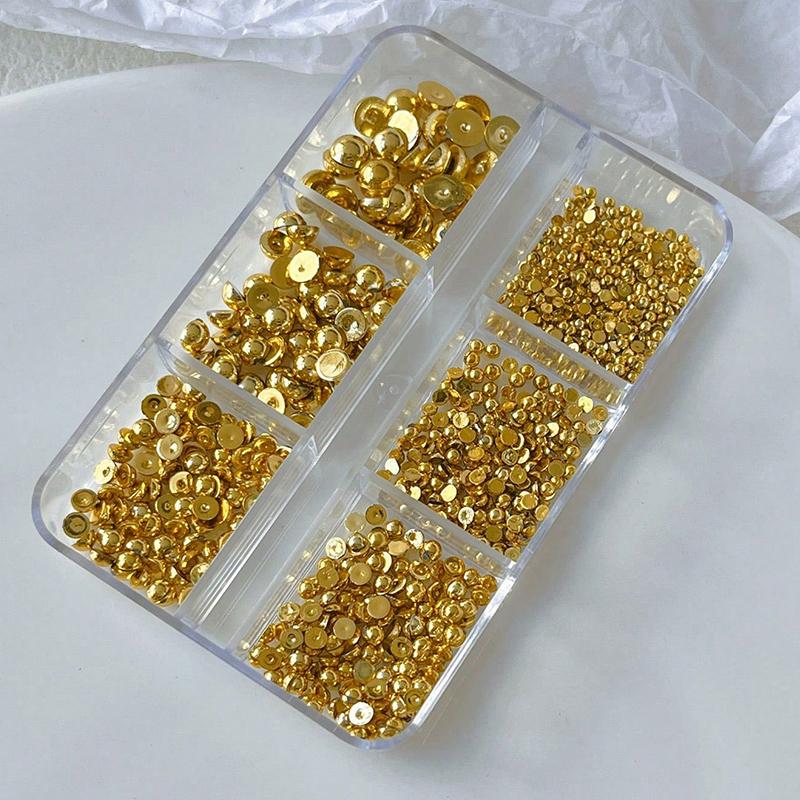 

Металеві заклепки шарми для манікюрних прикрас 6 сіток 3D золото срібло півкуля кулька стрази для нейл-арту