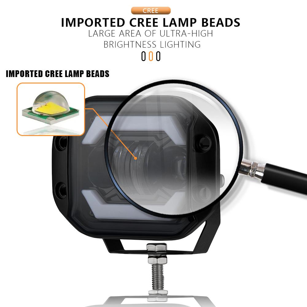 5" Inch Spotlight Flush Mount LED Work Light Bar Hi/low Beam Off Road 4X4 Atv Niva Lada Car 12V 24V LED Pods Driving Fog Lights