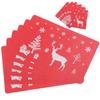 12Pcs Christmas Table Mats PVC Printing Placemats Coasters Heat Resistant Anti Slip for Home Restaurant Dining Table Red Deer