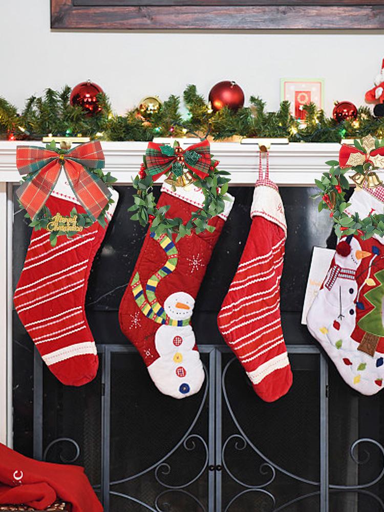6PCS Small Xmas Wreath Mini Garlands for Celebration Fireplace Stair Decoration