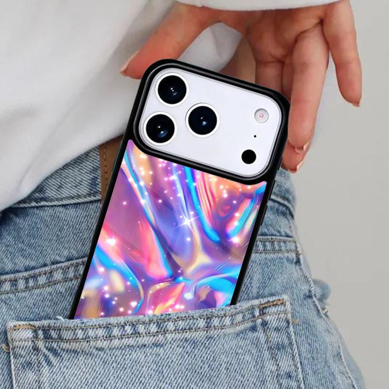 Holographic Iridescent Phone Case for iPhone 16e 15 14 13 12 17 Pro Max Plus Air 17pro Cover Coque