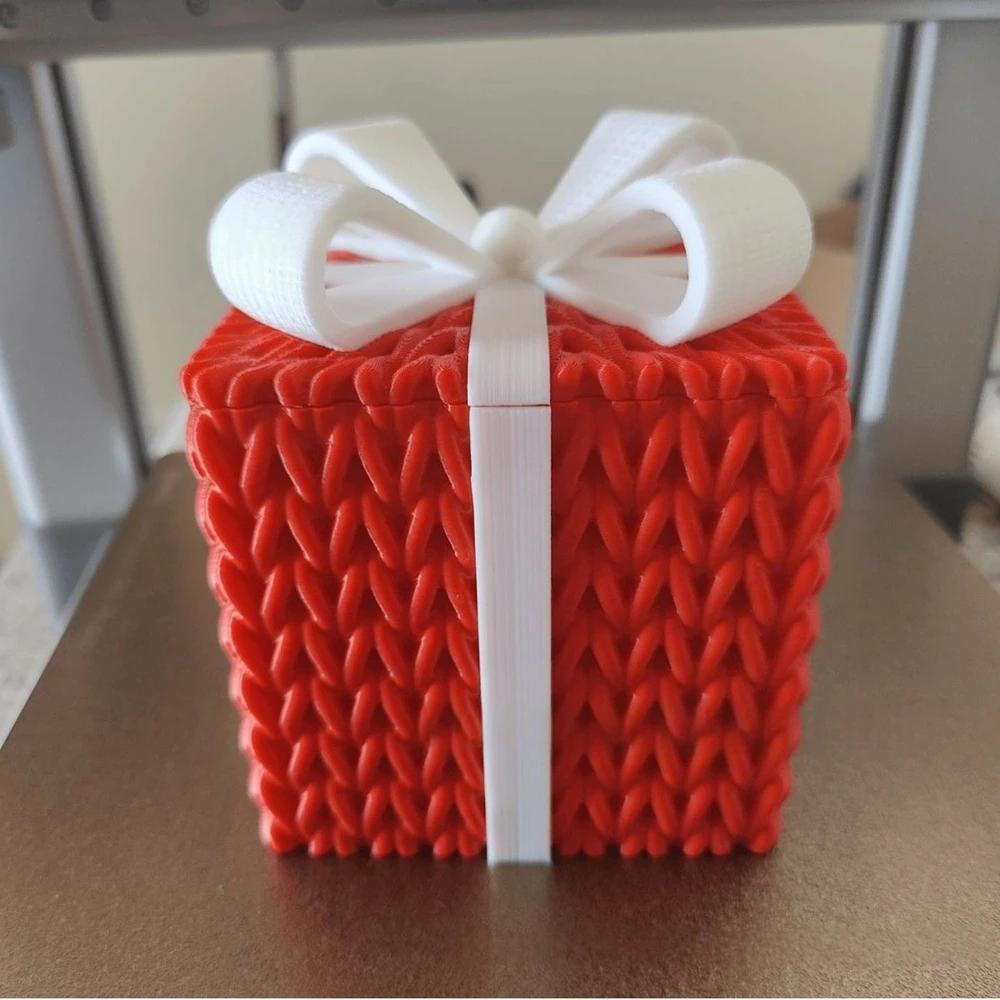 1 Stück Mini-Größe Weihnachtsgeschenkboxen mit Schleifendeckel Geschenkboxen für Weihnachtsdeko Außen Innen, Geschenkbox Neujahrsgeschenke Ornament