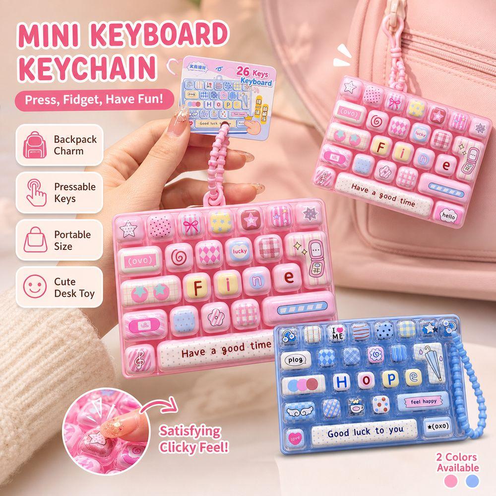 26-key Keyboard Keychain Pressable Keys Keyboard Toy Durable Press Button Toy Bag Ornament