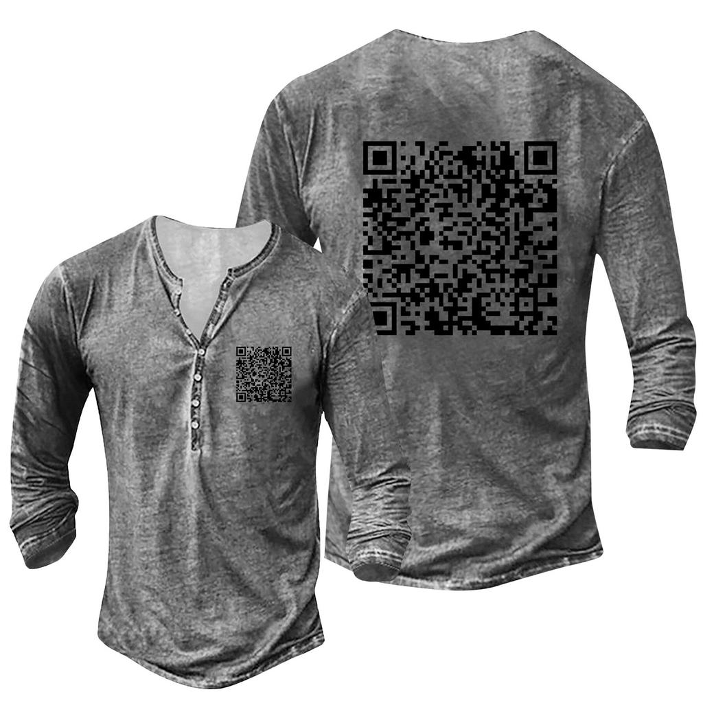 Men's Fashion Casual Button Loose Long Sleeve Spoof Fun Printed Pullover