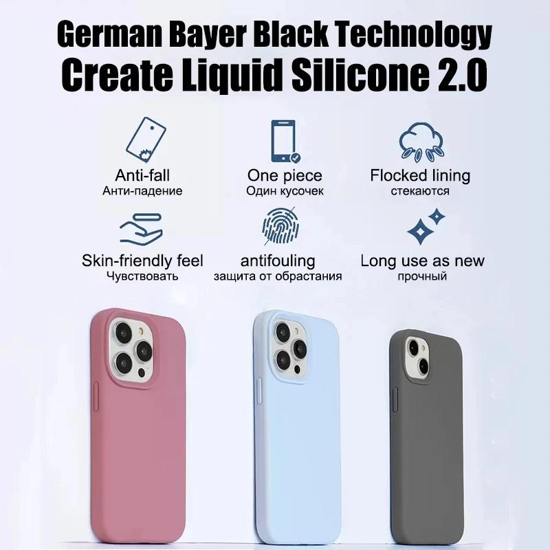 Liquid Silicone Case For iPhone 11 13 12 14 15 Pro Max Phone Cases For iPhone 14 15 Plus Shockproof Soft Back Cover Accessories