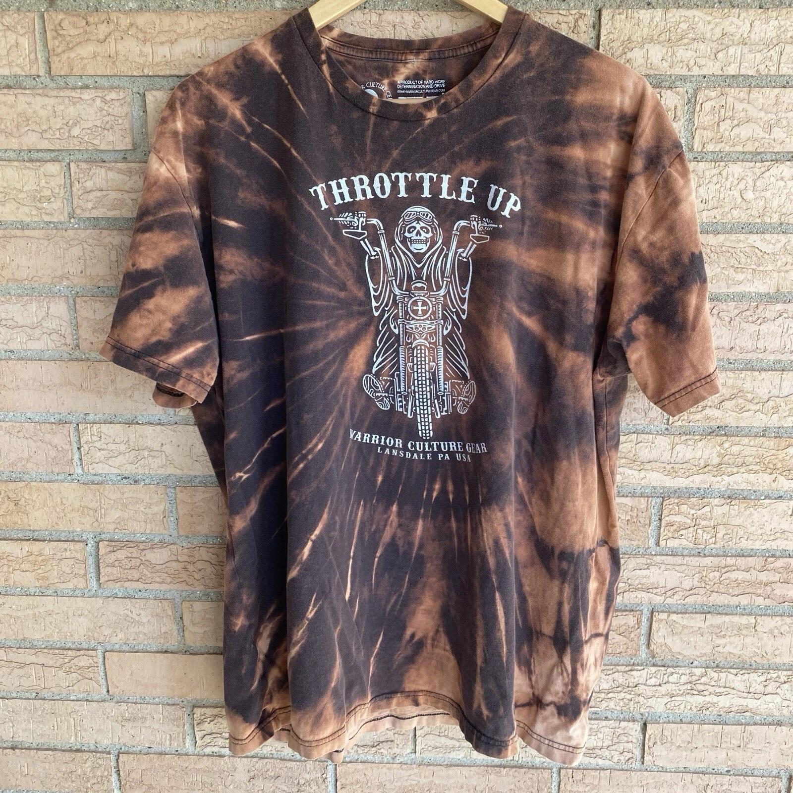 

Warrior Culture acid wash tie dye Throttle Up skeleton biker graphic t-shirt XXL 4XL