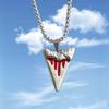 Hip-hop Personality Red Drip Glaze Sliver Color Shark Tooth Pendant Necklace Earrings for Women Men Punk Couples Jewelry Sets