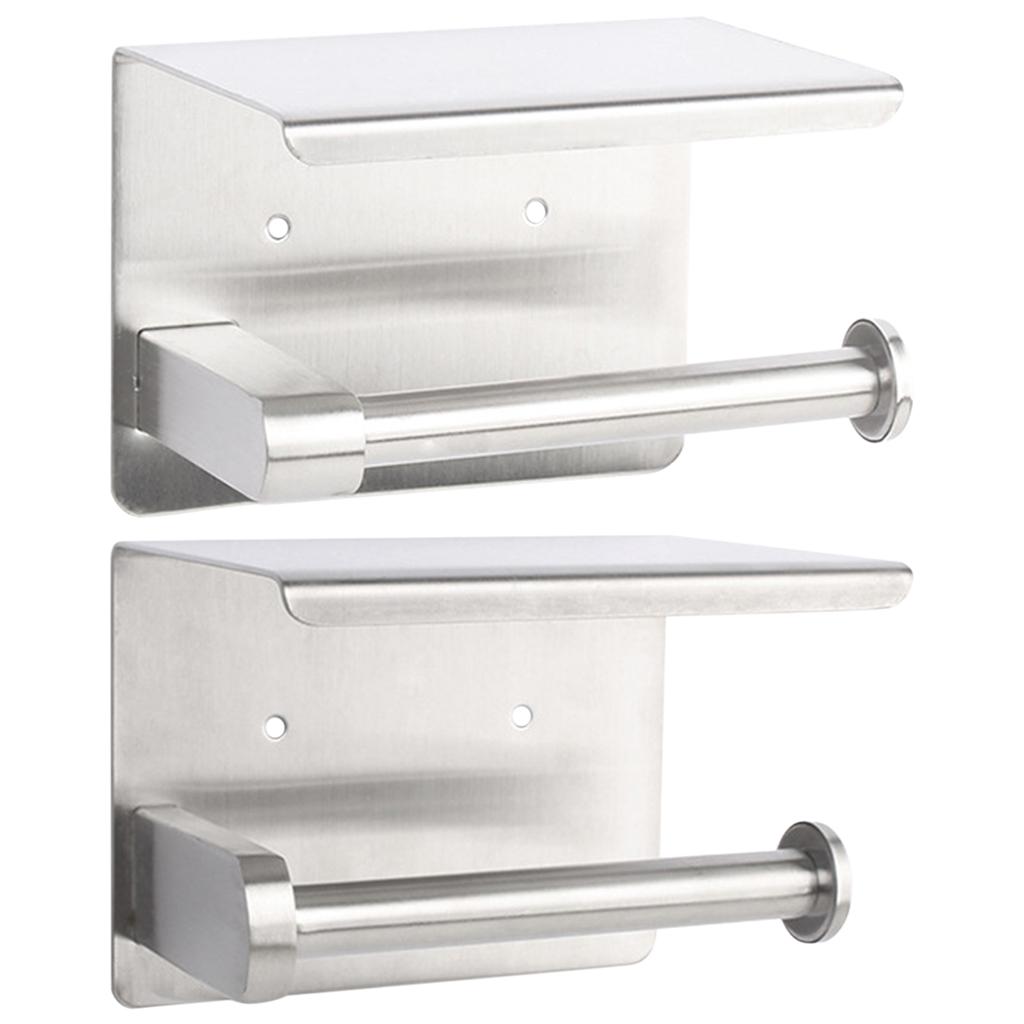 Toilet Paper Holder Stainless Steel Organizer Self Adhesive for Washroom
