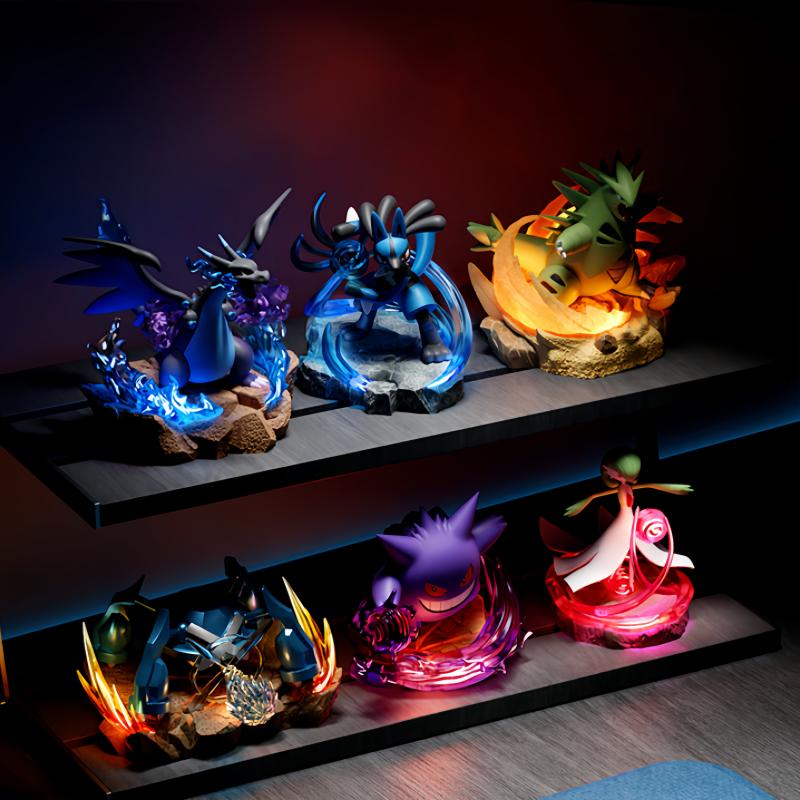 Holly Box   Full Force Battle Series Luminous Effect Anime Action Figure Mega Charizard X Gengar Model Toy Gift