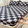 Checkered Pattern Fitted Bed Sheet Elastic Band Breathable Mattress Cover All-inclusive Washable Mattress Protector